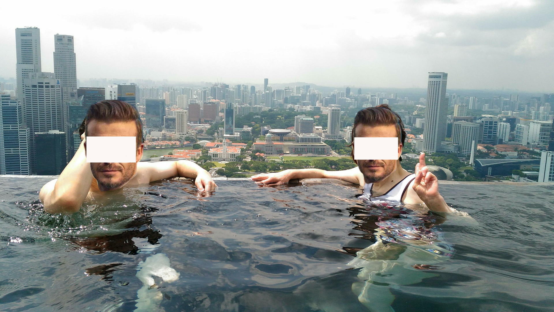 マリーナベイサンズのプールでビールとジャグジー かずじぃのシンガポールの旅